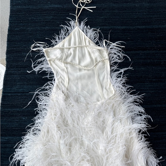 cult gaia White Feathered Backless Dress - Picture 3 of 6